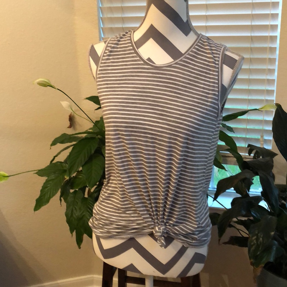 SO Tie-Front Striped Tank Top